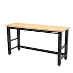 6 ft. Adjustable Height Solid Wood Top Workbench in Black for Ready to Assemble Steel Garage Storage System