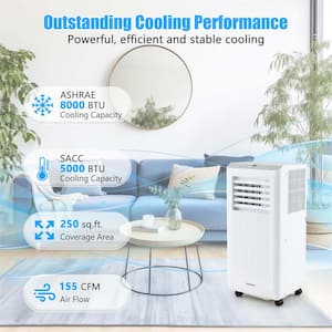 5000 (DOE) BTU Portable Air Conditioner Cools 250 sq. ft. with Dehumidifier in White