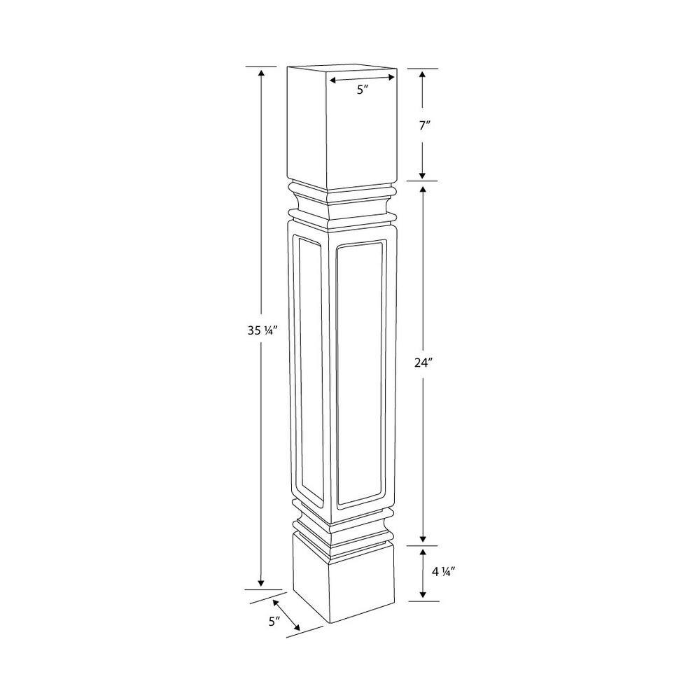 Unfinished North American Solid Cherry Mission Kitchen Island Leg