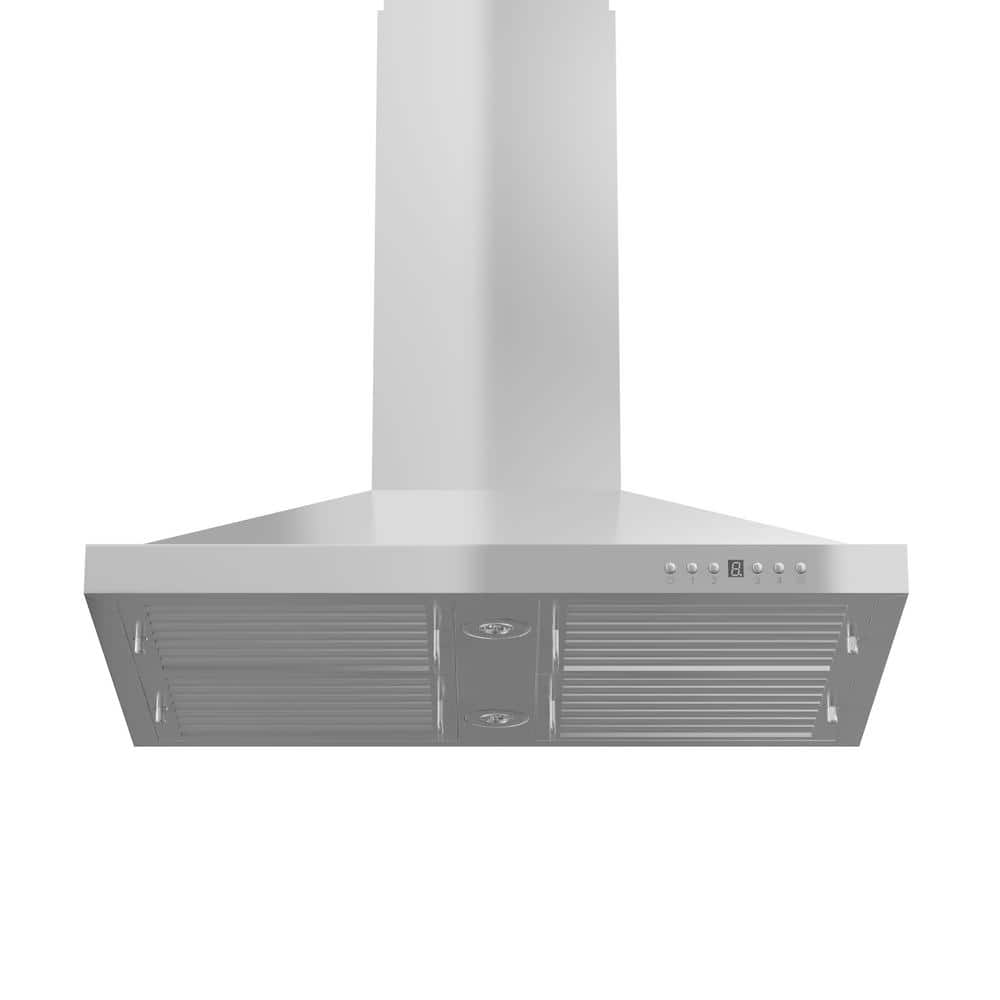 36" Stainless Steel Convertible Island Range Hood with Charcoal Filter