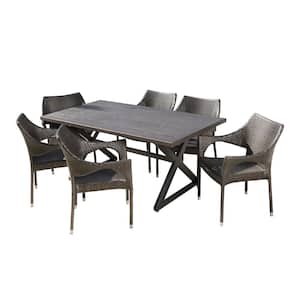 Grayson Multi-Brown 7-Piece Faux Rattan Outdoor Dining Set