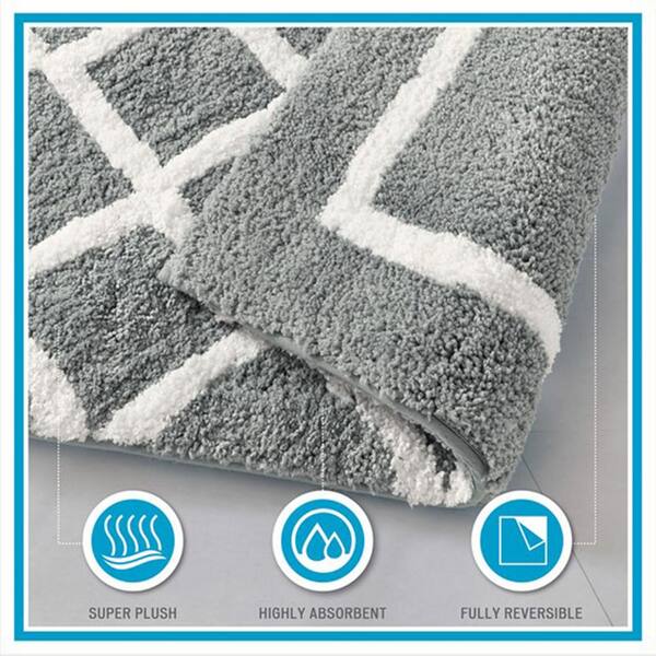 Madison Park Spa Cotton Reversible Bath Rug - Aqua