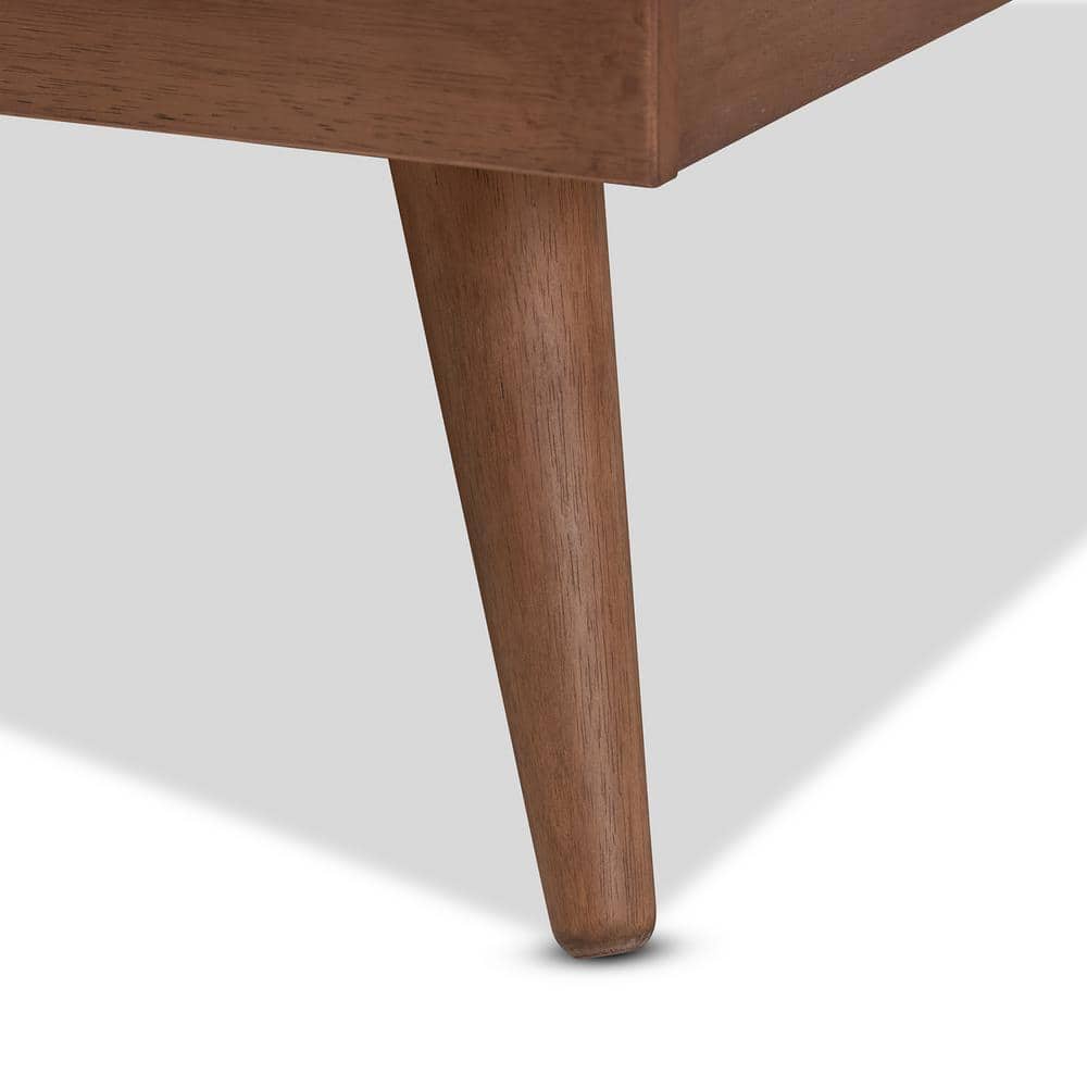Karine Mid-Century Modern Ash Walnut Full Platform Bed with Wood Slats