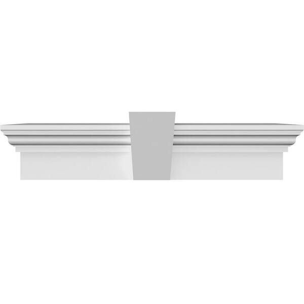 Ekena Millwork 1 in. x 138 in. x 9 in. Polyurethane Crosshead Moulding with Flat Keystone