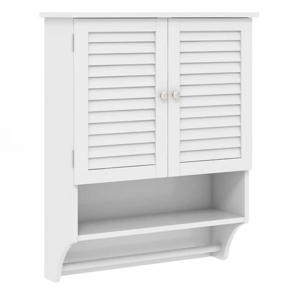 23.5 in. W x 9.5 in. D x 29.5 in. H White Soft Close Bathroom Wall Cabinet with Towel Bar