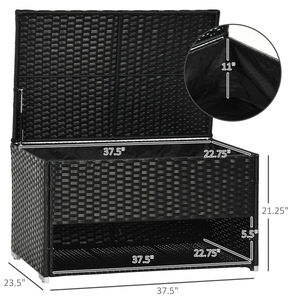 Black PE Rattan Wicker Outdoor Deck Box with Shoe Storage