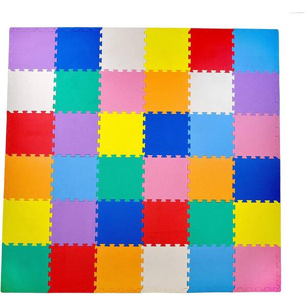 Photo 1 of Multicolor 12 in. x 12 in. Exercise Children's Interlocking Puzzle EVA Play Foam Floor Mat (32-Borders)