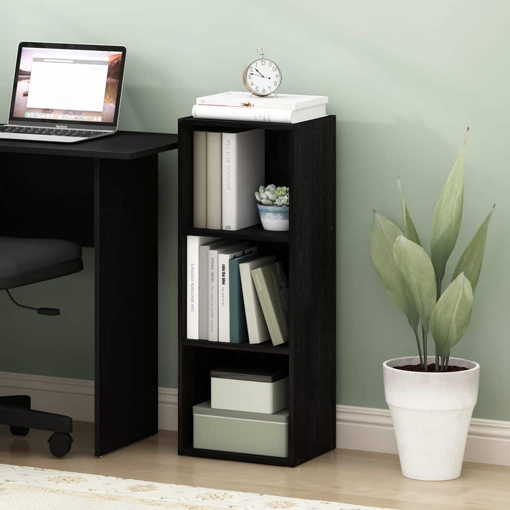 Pasir 32 in. Tall Darkwood Wood 3-Shelf Bookcase with Open Shelves