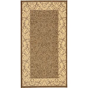 Courtyard Chocolate/Natural 3 ft. x 5 ft. Floral Indoor/Outdoor Patio  Area Rug