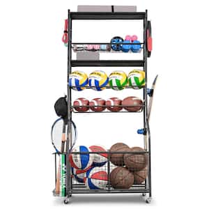 180 lbs. Weight Capacity Sports Storage Garage Organizer for Balls Yoga Mats Multifunction Equipment Rack