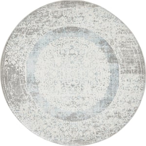 New Classical Olwen Light Blue 4' 0 x 4' 0 Round Rug