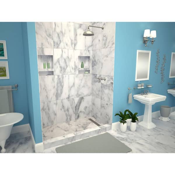 Redi Trench 30 in. x 60 in. Single Threshold Shower Base with Right Drain and Brushed Nickel Trench Grate