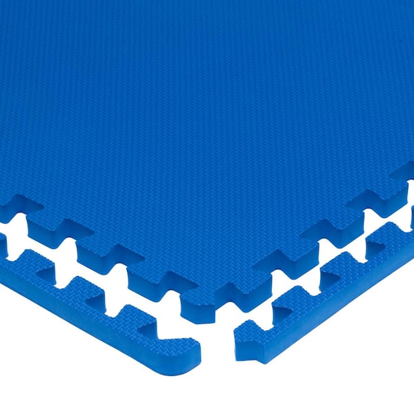 PROSOURCEFIT Rubber Top Thick Exercise Puzzle Mat Blue 24 in. x 24 in. x  0.75 in. EVA Foam Interlocking Tiles (6-Pack (24 sq. ft.) ps-2292-rtt-bb -  The Home Depot