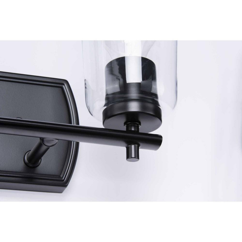Adley Black 2-Light Bath Wall Fixture with Clear Glass Shades