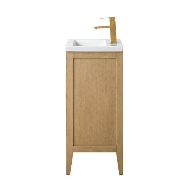 20 in. W x 15.8 in D x 34 in. H Single Sink Bathroom Vanity Cabinet in Natural Oak with Ceramic Top