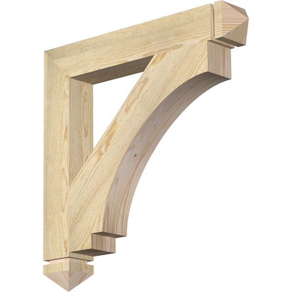 Ekena Millwork 4 in. x 28 in. x 28 in. Douglas Fir Imperial Arts and Crafts Rough Sawn Bracket