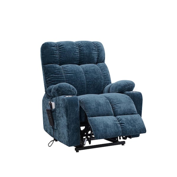 Boyel Living Blue Fabric Power Lift Recliner Chair with Heat