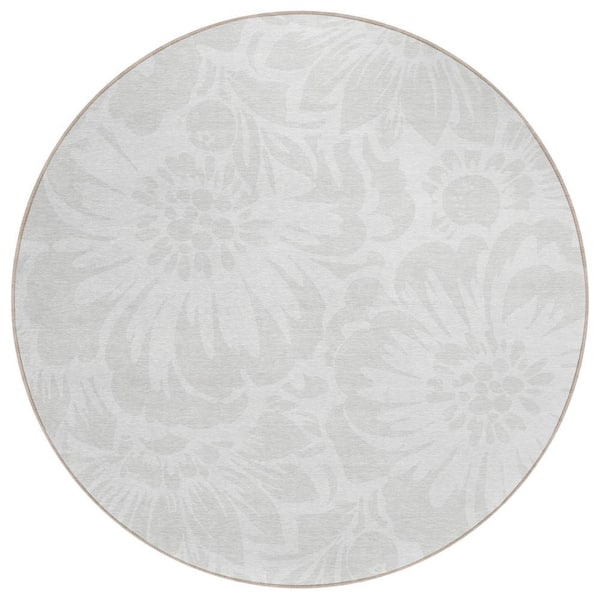 Chantille ACN551 Ivory 8 ft. x 8 ft. Round Machine Washable Indoor/Outdoor Geometric Area Rug