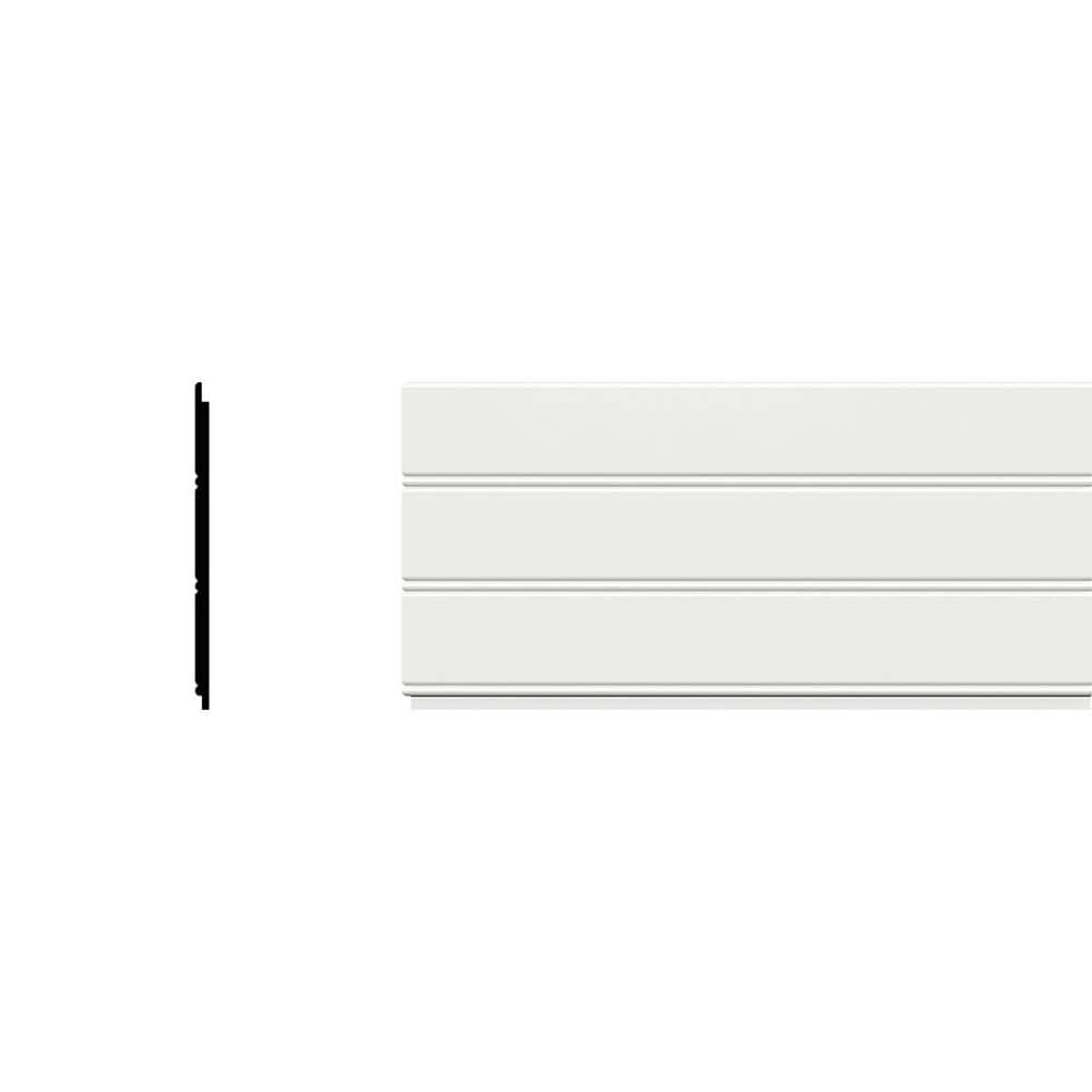 96" White PVC Reversible Bead/Nickel Gap Baseboard Moulding