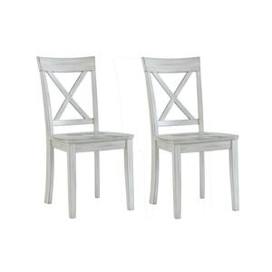 White Wooden Dining Chair with X Shaped Back (Set of 2)