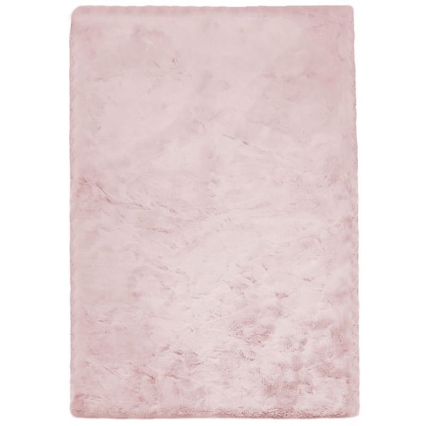 Pink 8 ft. x 10 ft. Large Rug Fluffy Fuzzy Faux Fur Rug Plush Cozy Furry Rug Area Rug