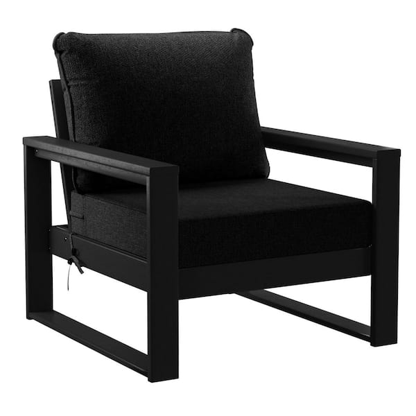 Endless Black Frame Black Cushions 6-Piece HDPE Plastic Outdoor Patio Conversation Deep Seating Set