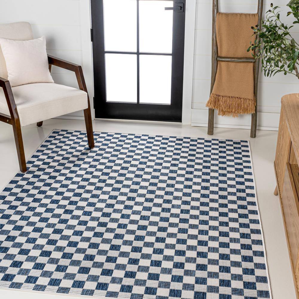 JONATHAN Y Aimee Traditional Cottage Checkerboard Navy/Cream 3 ft. x 5 ...