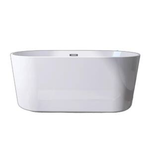 58 in. Acrylic Freestanding Flatbottom Non-Whirlpool Soaking Bathtub in White