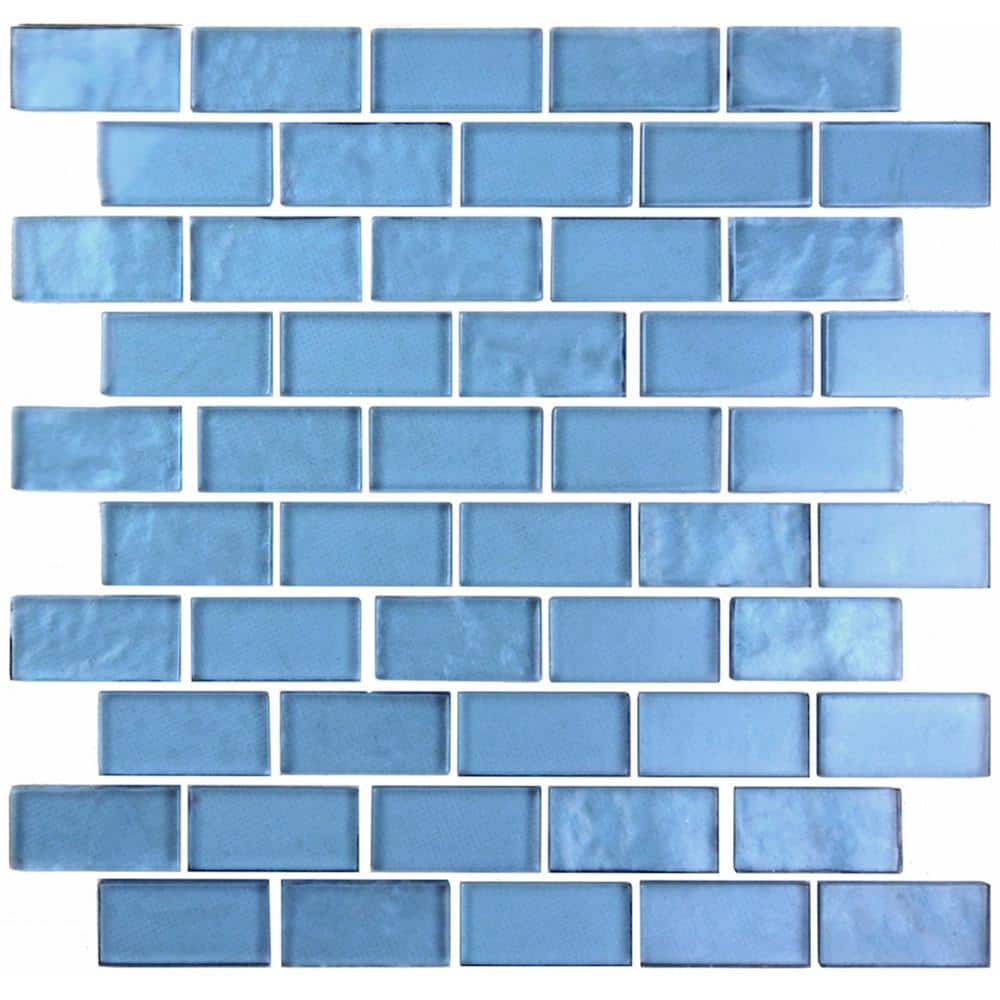 Landscape Danube Blue Glossy Glass Mosaic Tile