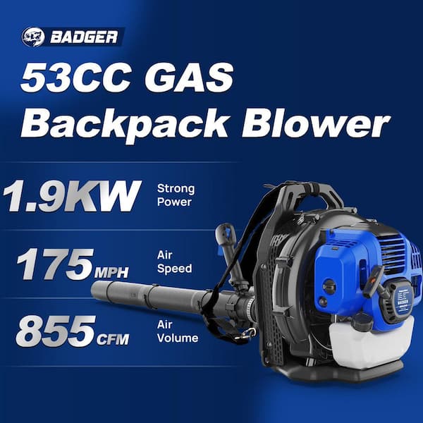 Gas 53cc Backpack Blower 175MPH 855CFM