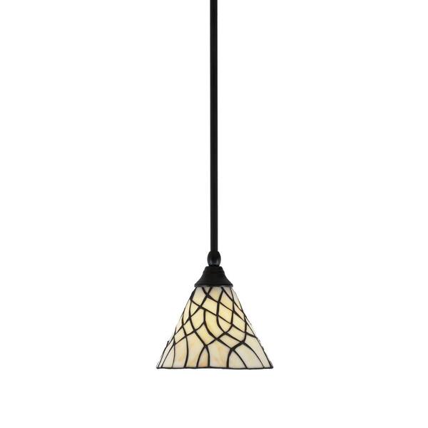 Unbranded Sparta 100-Watt 1-Light Matte Black Shaded Pendant Light Mini Pendant with 7 in. Sandhill Art Glass, No Bulb Included