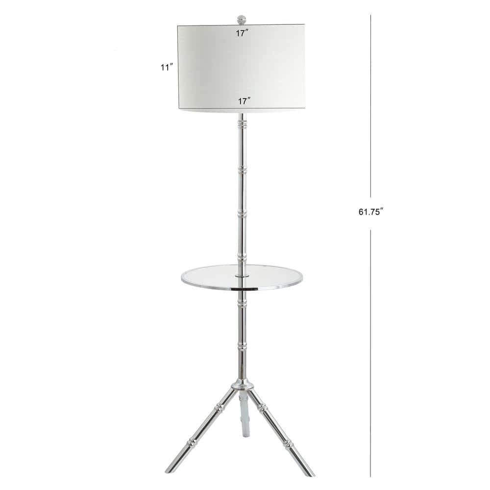 Chrome Tripod Floor Lamp with Drum Shade and Table