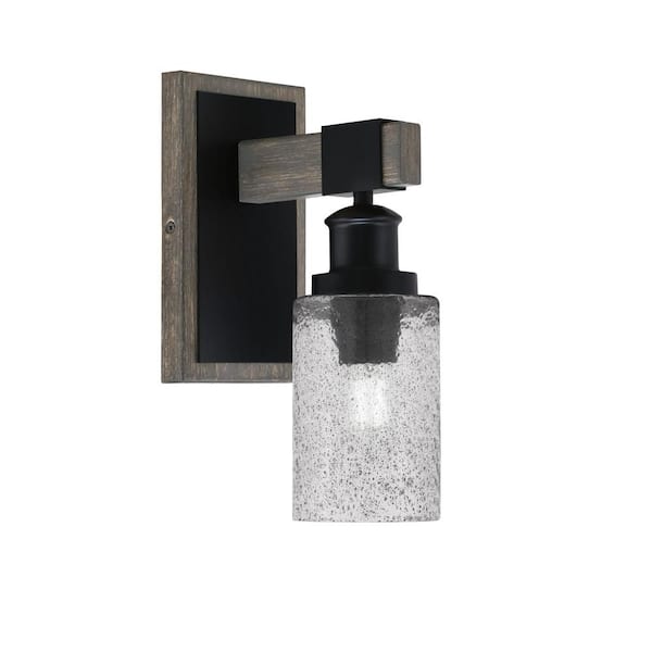 Unbranded Richmond 4 in. 1-Light Matte Black and Painted Distressed Wood-look Metal Wall Sconce with Standard Shade