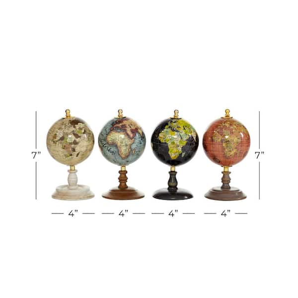 Litton Lane 7 in. Multi Colored Metal Small Decorative Globe (Set ...