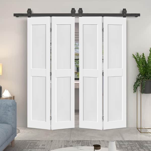 CALHOME 44 in. x 84 in. 2 Panel Shaker Hollow Core White Composite