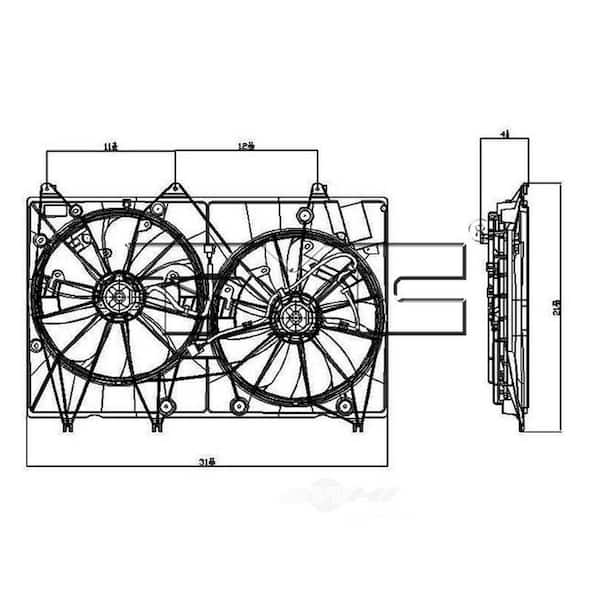 TYC Dual Radiator and Condenser Fan Assembly 2011-2013 Toyota Highlander