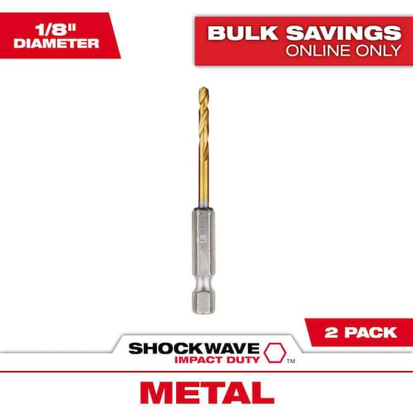 SHOCKWAVE 1/8 in. Titanium Twist Drill Bit (2-Pack)