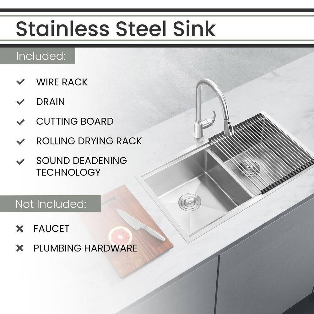 33'' Stainless Steel Double Bowl Undermount Kitchen Sink