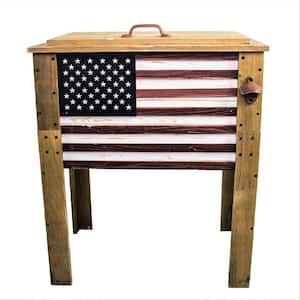 57 Qt. Wooden American Flag Patio Cooler