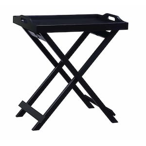 Designs2Go 22 in. Black Standard Rectangle Wood Tray End Table with Folding
