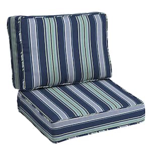 24 in. x 24 in. Modern Outdoor Deep Seating Cushion Set in Sapphire Aurora Blue Stripe