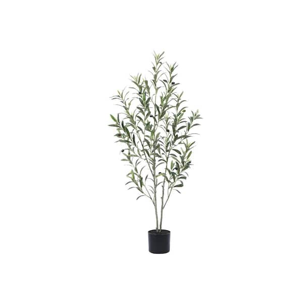 DR.Planzen 4 ft. Artificial Plastic Olive Tree in Pot, Pre Potted Faux Greenery Olive Plant for Home Decor