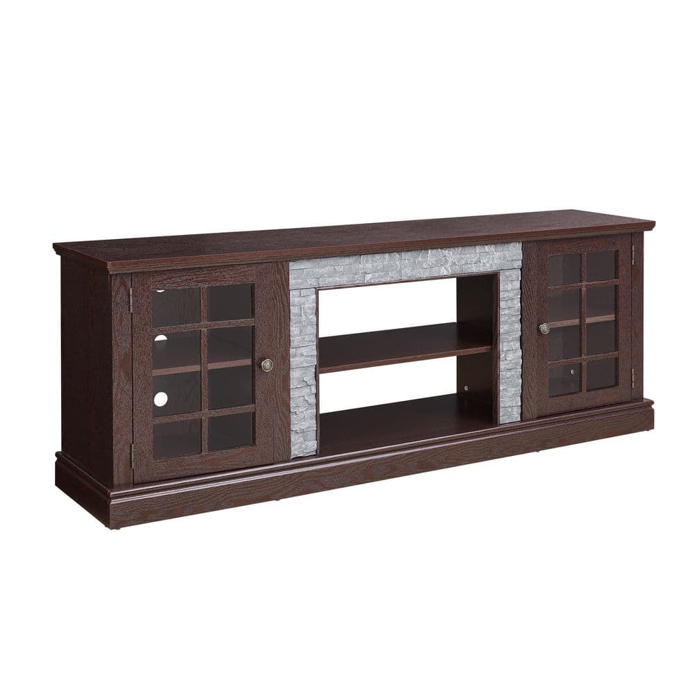 Cherry 25.83 in. Modern Accent Cabinet Office Storage with 3 Shelves and Cabinets Cable Management for Living Room