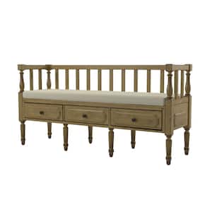 Cherryvale Natural Tone Bench with Multi Storage (30 in. H x 60 in. W x 19 in. D)
