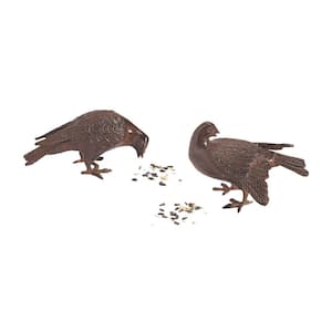 Pair of Bronzed Doves Figurines, 5 in. Tall Rustic Bronze Painted Finish