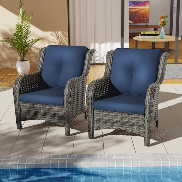 JOYSIDE Ergonomic Arm 2-Piece Patio Wicker Outdoor Lounge