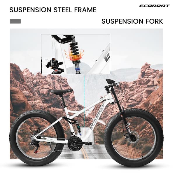 Flynama 26 Inch Fat Tire MTB, Full Suspension 21-Speed Drivetrain