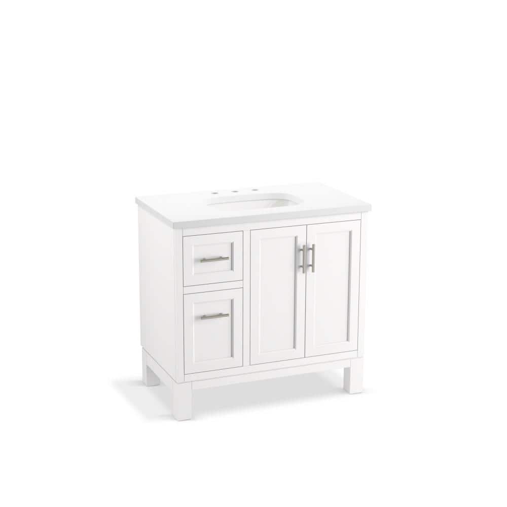 Quo 36" White Bathroom Vanity with Quartz Top