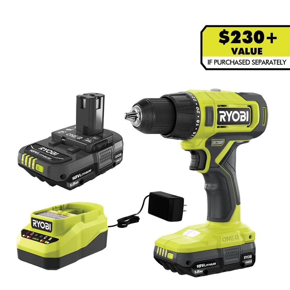 Ryobi 18v shops 1/2” 2-speed Drill/driver Kit