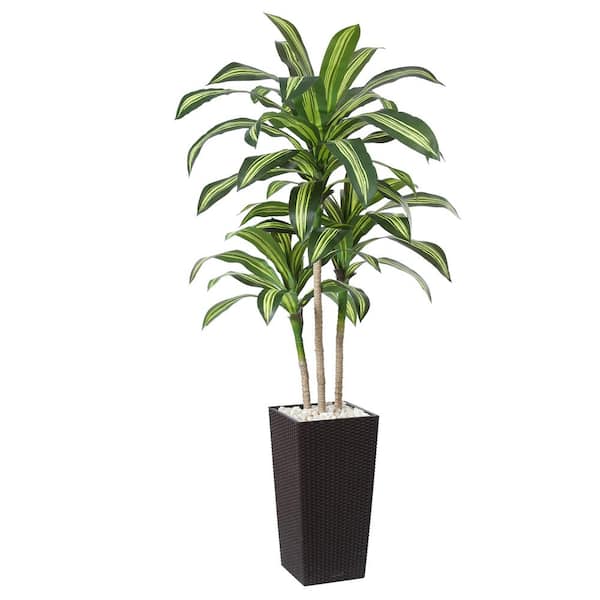 DR.Planzen 7 ft.Artificial Dracaena Tree UV Resistant with Brown Tall Planter, Faux Dracaena Tree for Outdoor